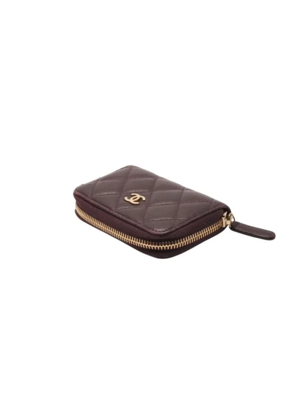 Chanel Classic Zip Coin Purse CC Logo Lambskin Purple